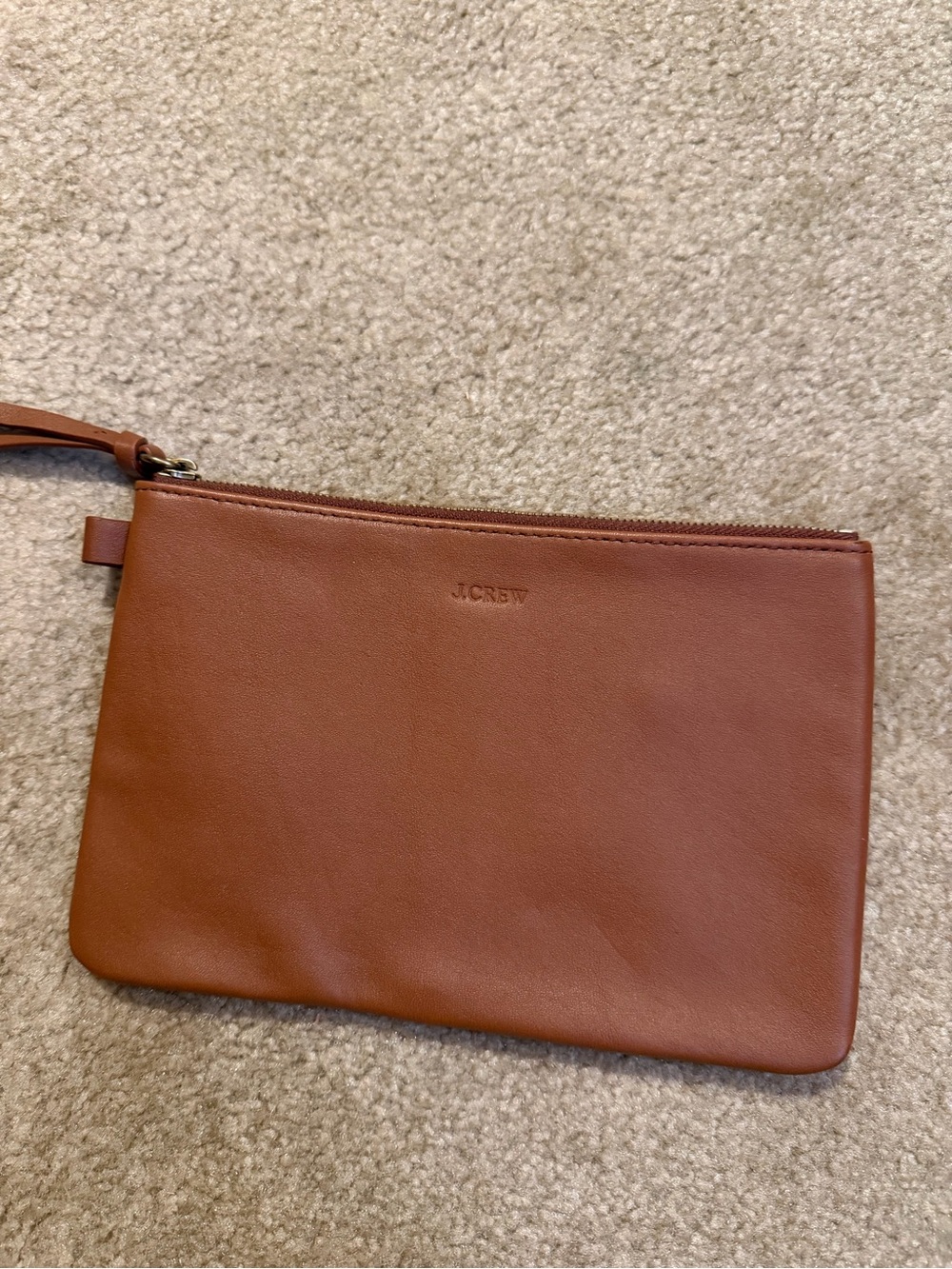 J. Crew Brown Leather Zip Pouch Wristlet